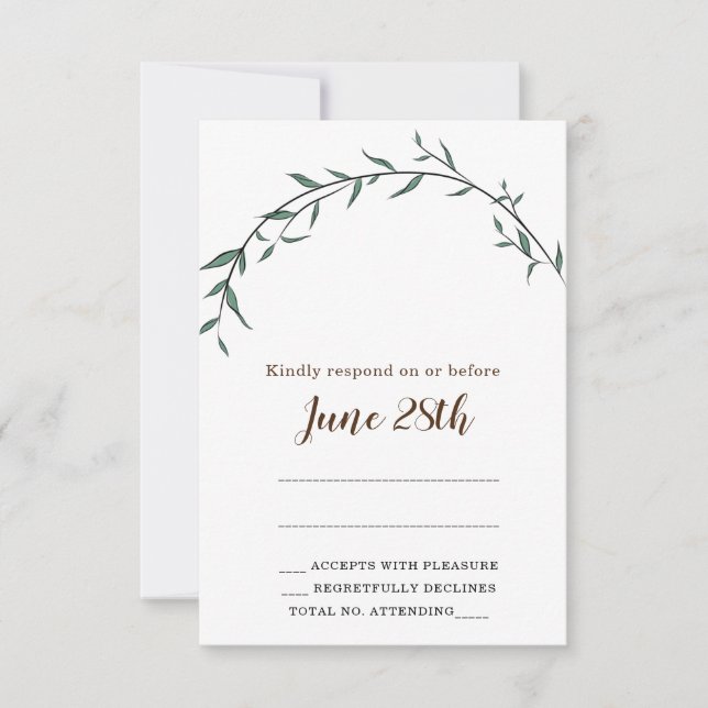 Carte Rsvp juive et enveloppe à feuilles étonnante (Devant)