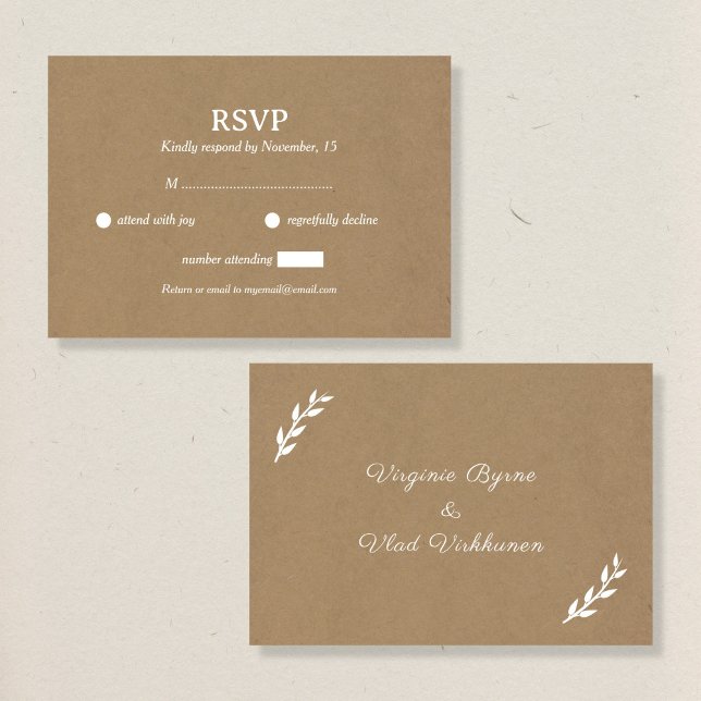 Carte RSVP Kraft & Mariage rustique (Créateur téléchargé)