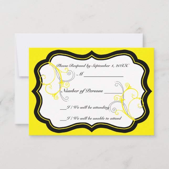 Carte RSVP Kurli-Q Ivory B (Jaune) (Devant)