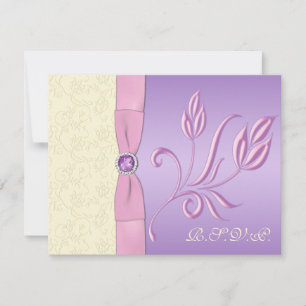 Carte RSVP Lavande, rose et ivoire