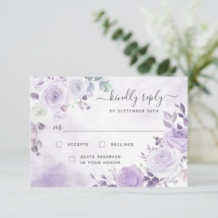 Carte RSVP Lavender Purple Watercolor Florals