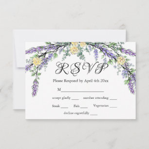 Carte RSVP Lavender Yellow Rose et Eucalyptus
