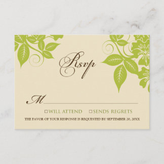 Carte RSVP Lime/Chocolat Floral Moderne