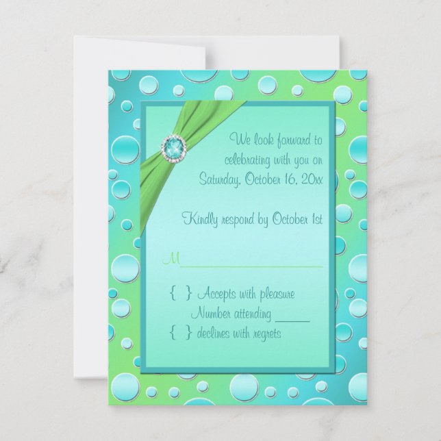Carte RSVP Lime et Aqua Polka Dot (Devant)