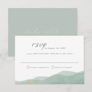 Carte RSVP LINDEN Sage Green & Gold Watercolor