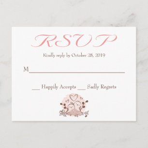 Carte RSVP Lovebirds Rose Et Brown De Réponse