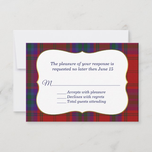 Carte RSVP MacDougall Tartan élégante (Devant)