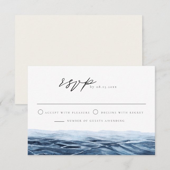Carte RSVP MAIRI Ocean ou Lake Destination Wedding (Devant / Derrière)