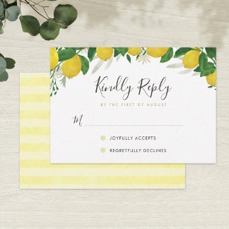 Carte RSVP Mariage au citron frais et rustique