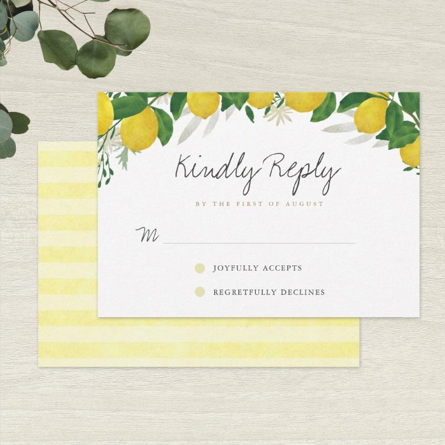 Carte RSVP Mariage au citron frais et rustique (Créateur téléchargé)