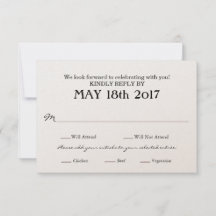 Carte RSVP mariage avec choix de REPAS
