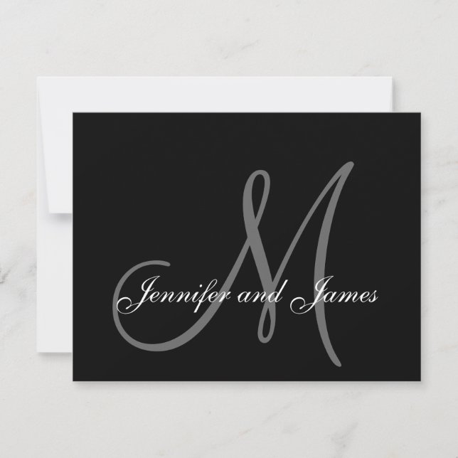 Carte RSVP mariage avec Monogramme et noms Retour (Devant)