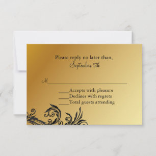 Carte RSVP Mariage Black & Gold