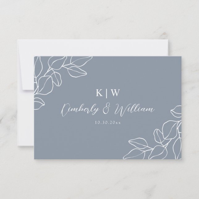 CARTE RSVP MARIAGE BOTANIQUE BLEU PÂLE (Devant)