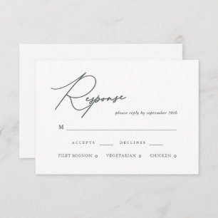 Carte RSVP Mariage Calligraphie Bleue