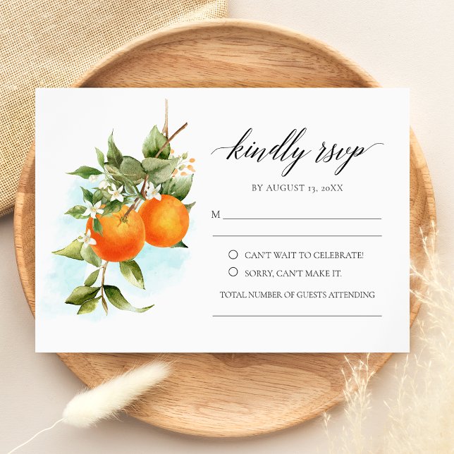 Carte RSVP Mariage Calligraphie Citrus Orange (Créateur téléchargé)