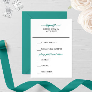 Carte RSVP Mariage Calligraphie turquoise