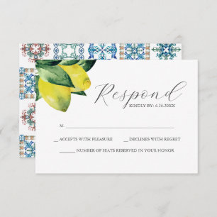 Carte RSVP Mariage Carrelage Lemon Amalfi
