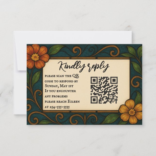 Carte RSVP Mariage Code QR en verre tendu (Devant)