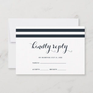Carte RSVP Mariage côtier Bleu et Blanc