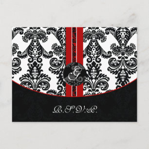 carte rsvp mariage damassé rouge