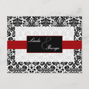 carte rsvp mariage damassé rouge
