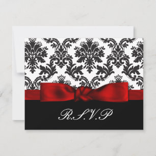 carte rsvp mariage damassé rouge