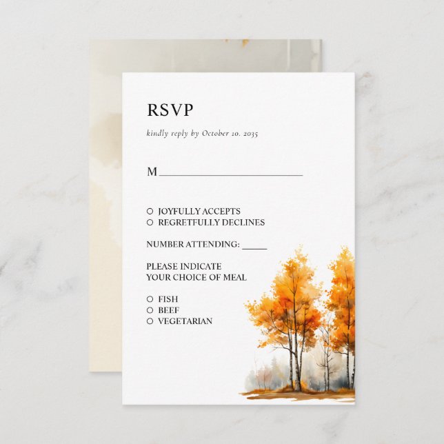 Carte RSVP mariage de automne (Devant / Derrière)