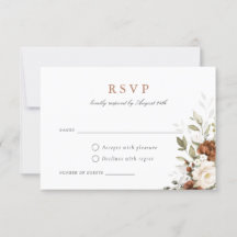 Carte RSVP Mariage de automne Floral Rust Cream Gr