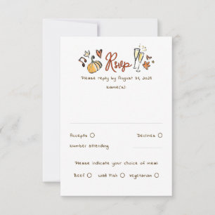 Carte RSVP Mariage de automne original tirée à la
