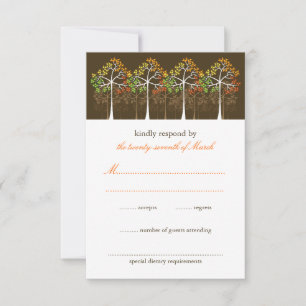Carte RSVP Mariage de automne Rustique Forêt Arbre