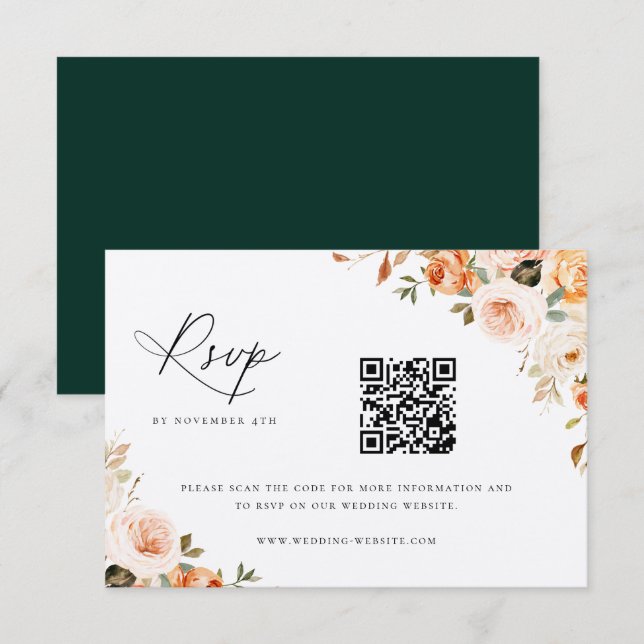 Carte RSVP Mariage de fleurs de terre d'automne (Devant / Derrière)