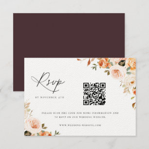 Carte RSVP Mariage de fleurs de terre d'automne