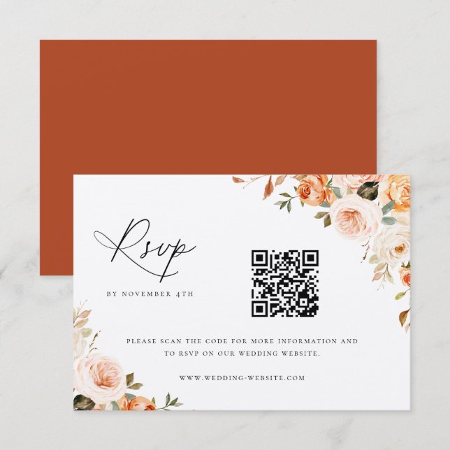 Carte RSVP Mariage de fleurs de terre d'automne (Devant / Derrière)