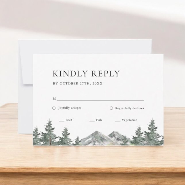 Carte RSVP Mariage de montagne de Pine Tree (Créateur téléchargé)