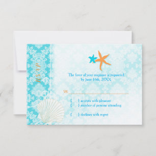 Carte RSVP Mariage de plage de Pair Starfish