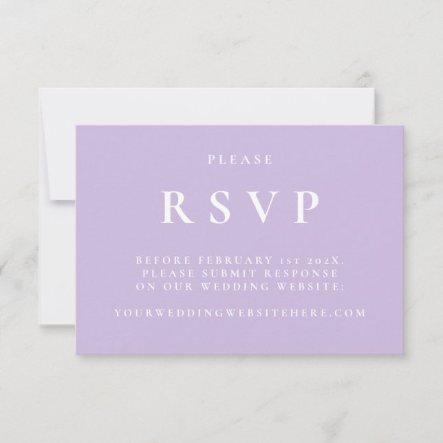 Carte RSVP Mariage Elégant Botanique Violet (Devant)
