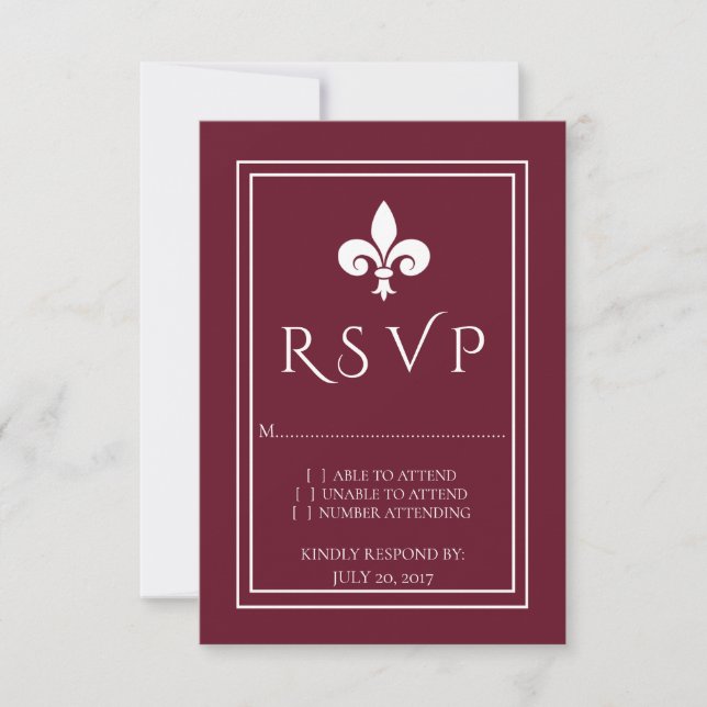 Carte RSVP mariage Fleur de Lis (Devant)