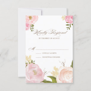 Carte RSVP Mariage Fleurs d'aquarelle rose romanti