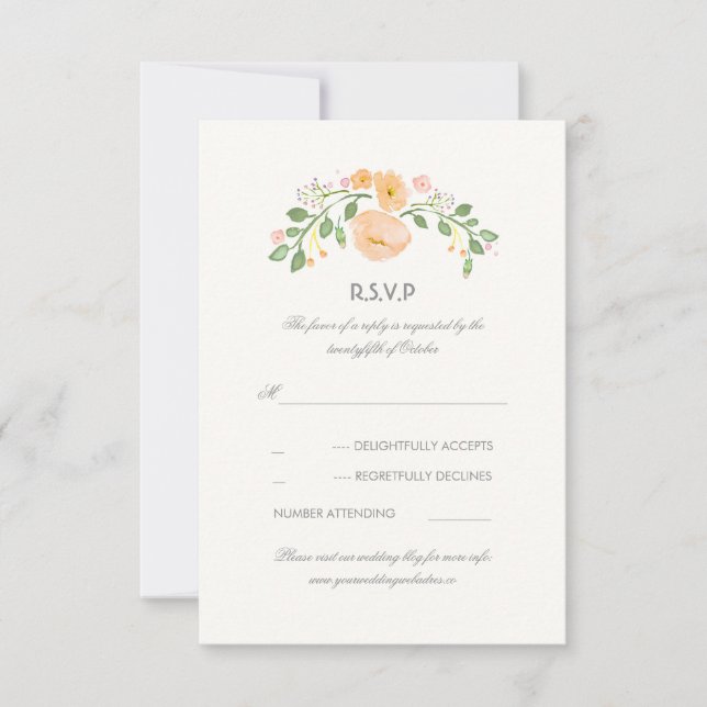 Carte RSVP Mariage Fleurs Pastel Aquarelle (Devant)