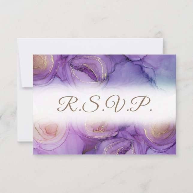 Carte RSVP Mariage Floral Violet (Devant)