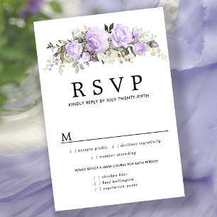 Carte RSVP Mariage Floral Violet, Options de repas