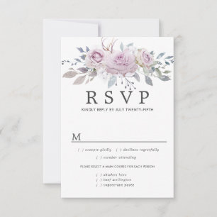 Carte RSVP Mariage Floral Violet, Options de repas