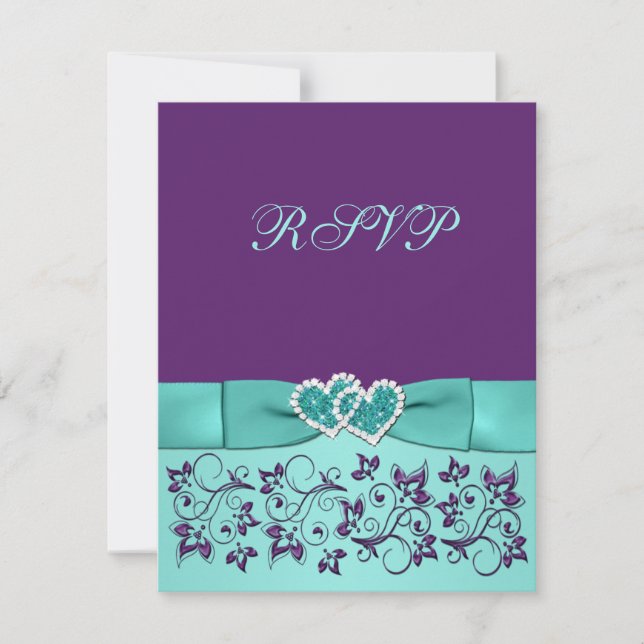 CARTE RSVP Mariage Florale Violette Aqua IMPRIMÉE  (Devant)