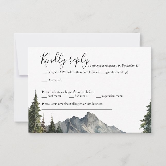 Carte RSVP Mariage Forêt Montagnes (Devant)