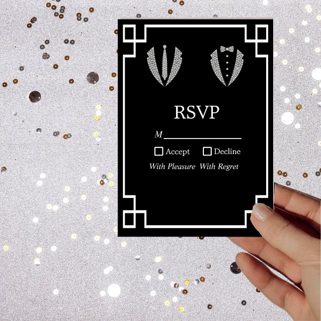 Carte RSVP Mariage Gay Tuxedo Deux Chambres (Créateur téléchargé)