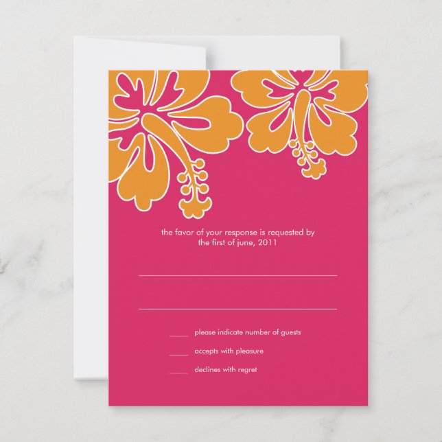 Carte RSVP Mariage Hibiscus sucré (Devant)