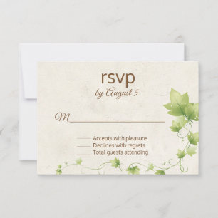 Carte RSVP Mariage Ivy Anglais