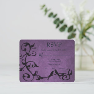 Carte RSVP Mariage Lovebirds violet