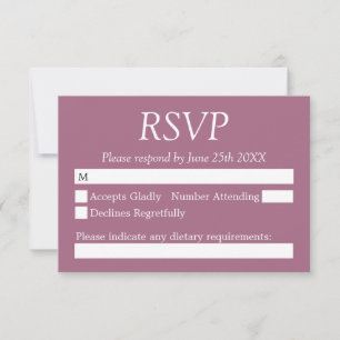 Carte RSVP Mariage Mauve élégant